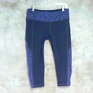 Athleta blue/black leggings/yoga pants Size L capri